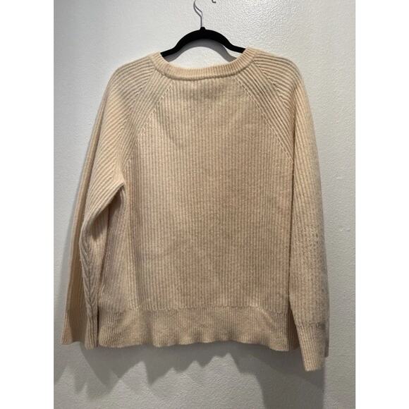 J.Crew Cashmere Sweater Ribbed Crewneck Oversized Women’s Size Medium Cream - Picture 2 of 7
